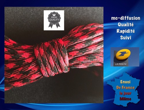Paracorde noir rouge 550 - paracorde, et