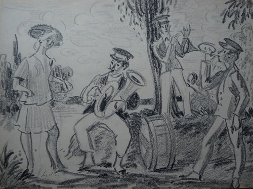 Dessin musiciens scene - musiciens,