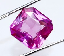Naturel Ceylan Saphir Rose 13.75 CT Certifié Asscher Coupe Ample Gemme
