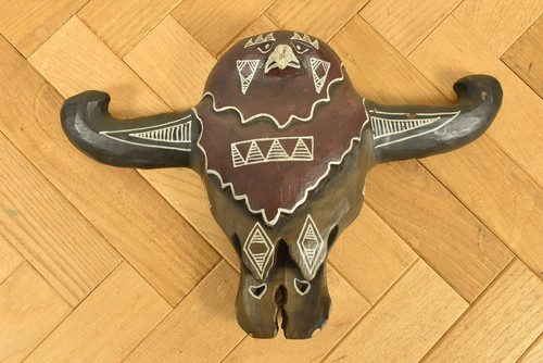 Crâne vache aigle sculpté - vache,