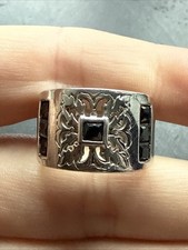 Ancienne Bague En Argent Massif 925 Jonc Alliance Anneaux Créateur fleurie 
