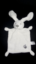 doudou plat lapin blanc empreinte nez gris NICOTOY SIMBA TOYS - état NEUF -