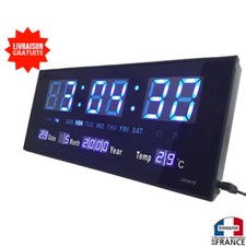 Horloge murale à affichage digitale avec led bleu numérique date heure