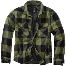 Brandit Lumber Veste Homme Manteau Rembourrée Chemise À Carreaux Noire Olive