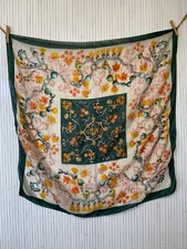 Grand Foulard carré de soie Peter Hahn Floral Vintage Cadeau pour Femme FO697