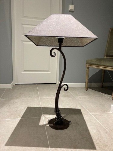 Lampe acier patiné - lampe,
