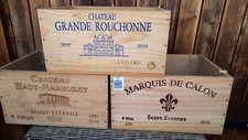 3 CAISSES A VIN VIDES Château Grande Rouchonne, Haut-Marbuzet, Marquis de Calon