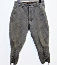French vintage hunting riding pants 50s AU COUTIL BRETON grey cotton pique W32
