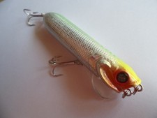 Leurre Popper pêche surface mer riviere argenté orange jaune vert