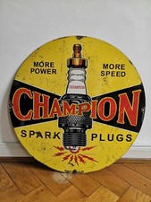PUB PLAQUE ÉMAILLÉE BOUGIES CHAMPION SPARK PLUGS USA DIAMÈTRE 76cm ORIGINALE