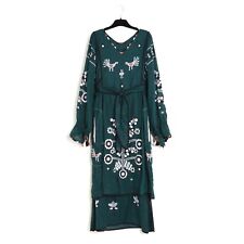 Vita Kin Robe Lin Taille Standard SD Khaki Black Linen Ethnic Dress Size M L