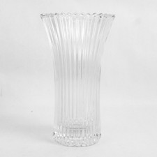 Unbranded Transparent Verre Cristal Vase Vertical Rayé 9 " Grand 5.25 " Diamètre