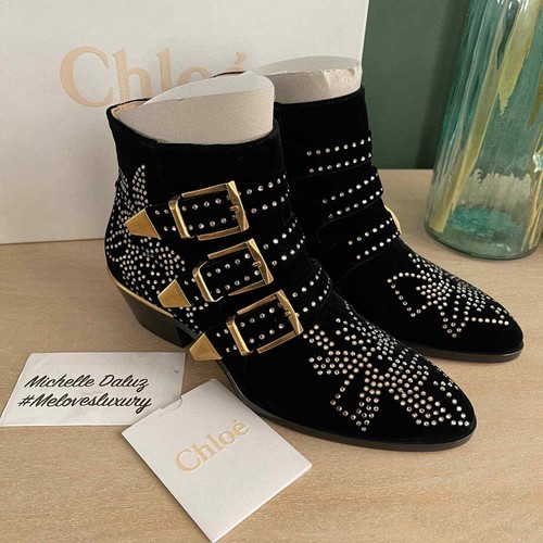 New chloe susanna velvet boots - new,