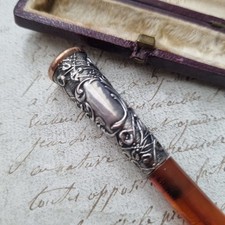 Fume Cigarette Or 18 Carats 18K Argent Ambre Silver 1900 Cigarette Holder 