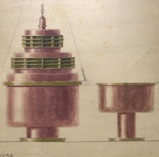 Projet d'encensoir art déco — aquarelle/papier — numéro de fabricant — c. 1930.