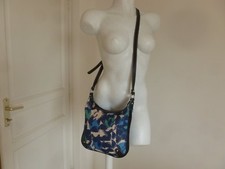  SAC " POURCHET " TOILE IMPRIME ET CUIR PORTE DE TRAVERS OU EPAULE 