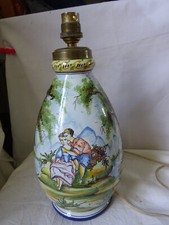 Nevers Faïence décor polychrome E.Georges pieds de lampe  ovoide XXème