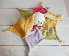 DOUDOU et Compagnie doudou plat étoile lapin Lapinou jaune mauve vert rose