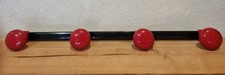 Porte manteau fer laqué  rouge et noir à  4 patères /  70 cm Design Vintage TBE