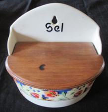 boite à sel céramique, décor de fleurs