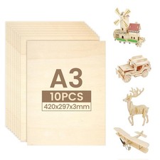 10 pièces A3 contreplaqué 3mm 420x297mm panneau bois en tilleul planche de bo...
