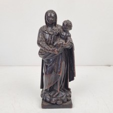 Vierge Noir, À L'enfant, Notre Dame, Jésus, Art Populaire, Bois, Sculpté, XIX, 