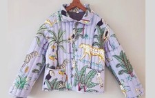 Indien Handmade Violet Tigre Moelleux Veste Matelassé Coton Femme Vêtements