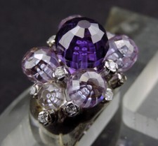 Lourde Grosse bague argent massif  925 et cristal taillé jamais servi 21Grs T.55