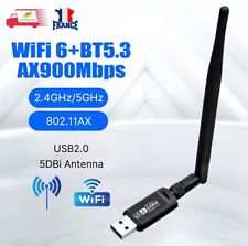 Adaptateur 2 en 1 USB Wifi 900Mbps Double Bande + Bluetooth 5.3 Antenne 5dBi