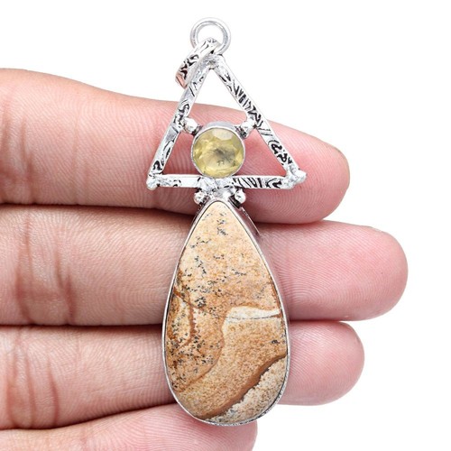 Pendentif photo jaspe citrine