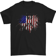 T-Shirt Américain Eagle Drapeau 4 Juillet USA Pour Hommes 100% Coton