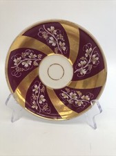 Grande Sous Tasse Bordeau Et Doree Porcelaine De Paris Limoges