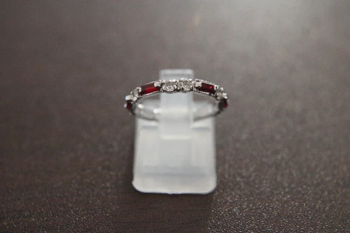 Bague rhodium strass rubis - bague,
