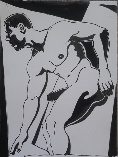 Nude man homme - man,, acrylique