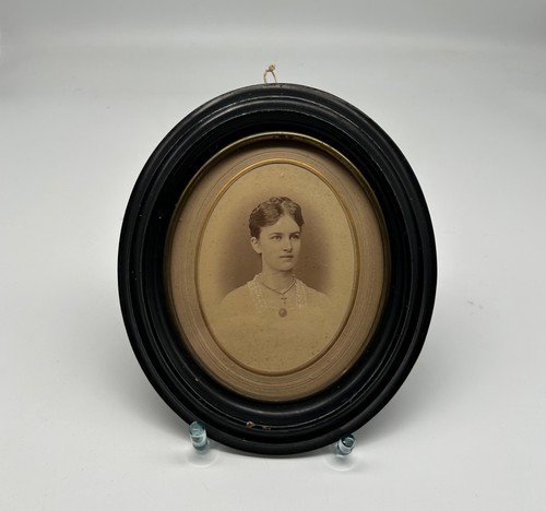 Cadre noir oval - noir, antique