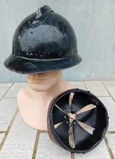 Casque Adrian ww2 modèle 1926 GENDARMERIE + coiffe d'intérieur cuir T.-C Helmet 