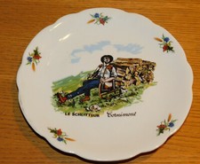 ASSIETTE cornimont VOSGES le schlitteur PF porcelaine BUCHERON LUGE BOIS METIER