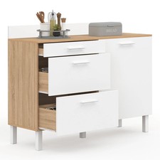 Buffet bas de cuisine 120 cm casserolier CINA plan de travail H.83 cm 1 porte + 