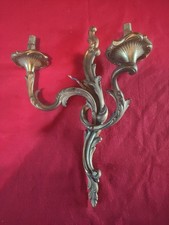 Ancienne Applique Murale 2 Feux En Bronze