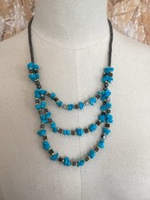Collier Hematite Et Turquoise 40 Cm 