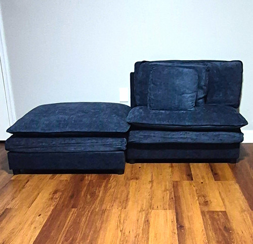 Black fabric chaise - fabric,
