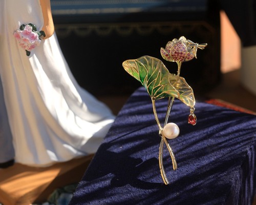 Broche art nouveau fleur lotus - broche,
