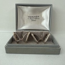 Paire De Bouton De Manchette Hermes Chaîne D’encre En Argent 800/1000 12 Grammes