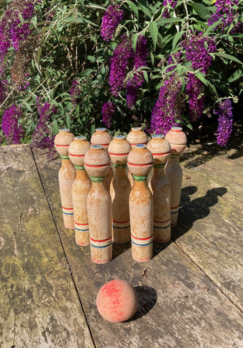Ancien jeu quilles bois - ancien, de