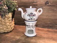 Théière avec Réchaud  Céramique Faïence style Vieux Rouen - Jamais servie.