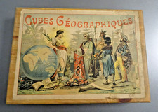COFFRET Bois CUBES GEOGRAPHIQUES 1900 JL JULLIEN complet ABE