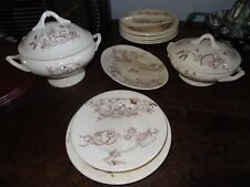 Ancienne dinette faïence fin XIXe décor japonisant NIMY