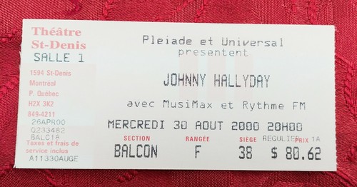 Ticket billet concert - billet, johnny