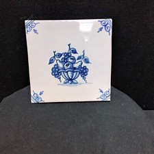 Ancien Carreau Carrelage Faience De Delft 10cm Coupe à Fruits Tiles Azulejos