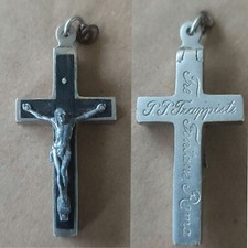 Pendentif Ancien - Croix Argent Reliquaire - PP Trappisti Tre Fontane Roma